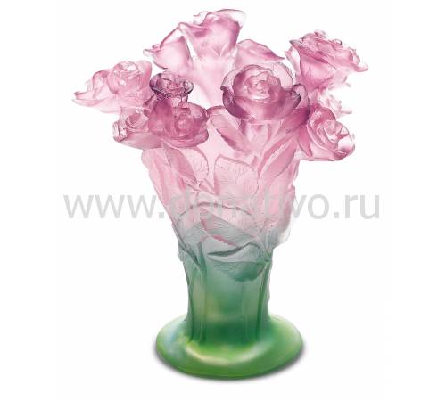 Ваза для цветов "Roses" зелено-розовая Daum 02570
