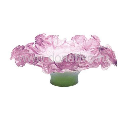 Ваза для фруктов "Roses" розово-зелёная Daum 01612