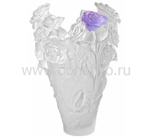 Ваза для цветов белая с фиолетовой розой 50 экз. "Rose Passion" Daum 05106-4