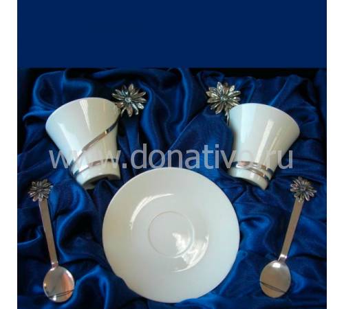 Набор "Tsar Margarette" из 2 чаш с блюдцами + 2 ложки FABERGE 292248