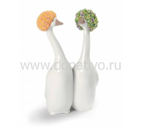 Статуэтка "Пара гусей-оранжевый и зеленый" Lladro 01009204