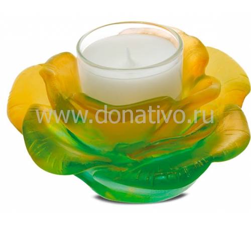 Подсвечник на 1 свечу "Rose Passion" зелено-оранжевый Daum 05368-1