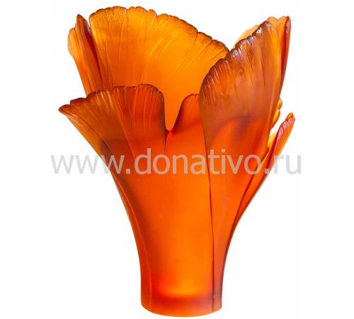 Ваза для цветов "Magnum Ginkgo" янтарная Daum (h=52) (Лимитированная серия 99 экз.) 05107-3
