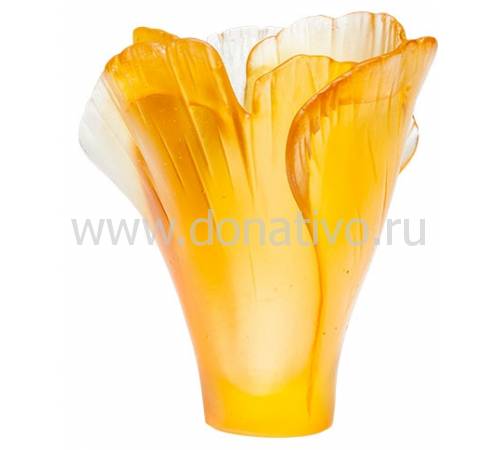 Ваза для цветов "Ginkgo" янтарная (h=7) Daum 05157-3/C