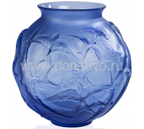 Ваза для цветов синяя "Hirondelles" Lalique 10624200