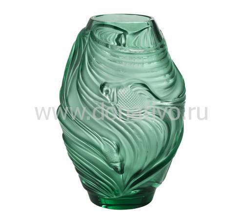 Ваза для цветов зелёная "Poissons Combattants" Lalique 10671900
