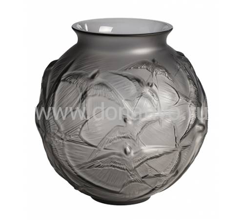 Ваза для цветов серая "Hirondelles" Lalique 10645100