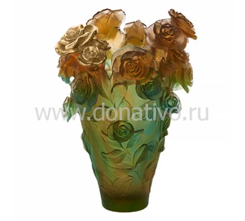 Ваза для цветов "Rose Passion Magnum" зелено-оранжевый (h=53) Daum (Лимитированная серия 25 экз.) 05376-3