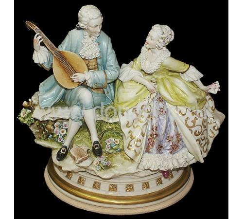 Статуэтка "Дама и кавалер с лютней" Porcellane Principe 1013/PP