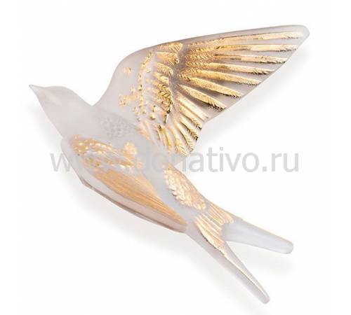 Настенная статуэтка Ласточка с поднятыми крыльями "Hirondelles" золотая Lalique 10645700