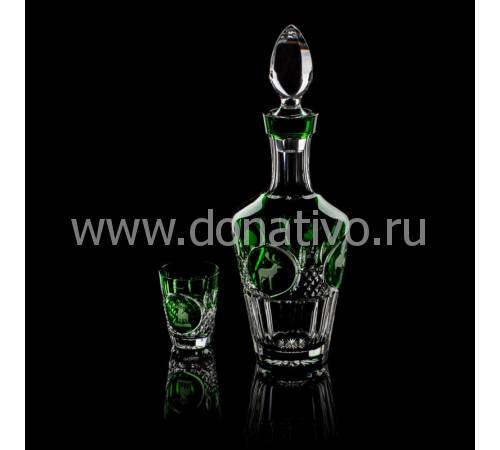 Набор из штофа и 4-х рюмок для водки "Hunt" зеленый Tsar Faberge 5483184G