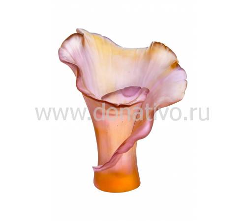 Ваза для цветов "Роза" Arum янтарно-розовая (h=28) Daum 05649-1